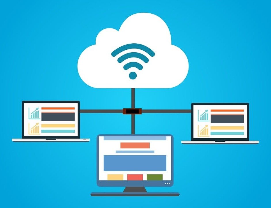 Illustration of cloud computing connecting devices